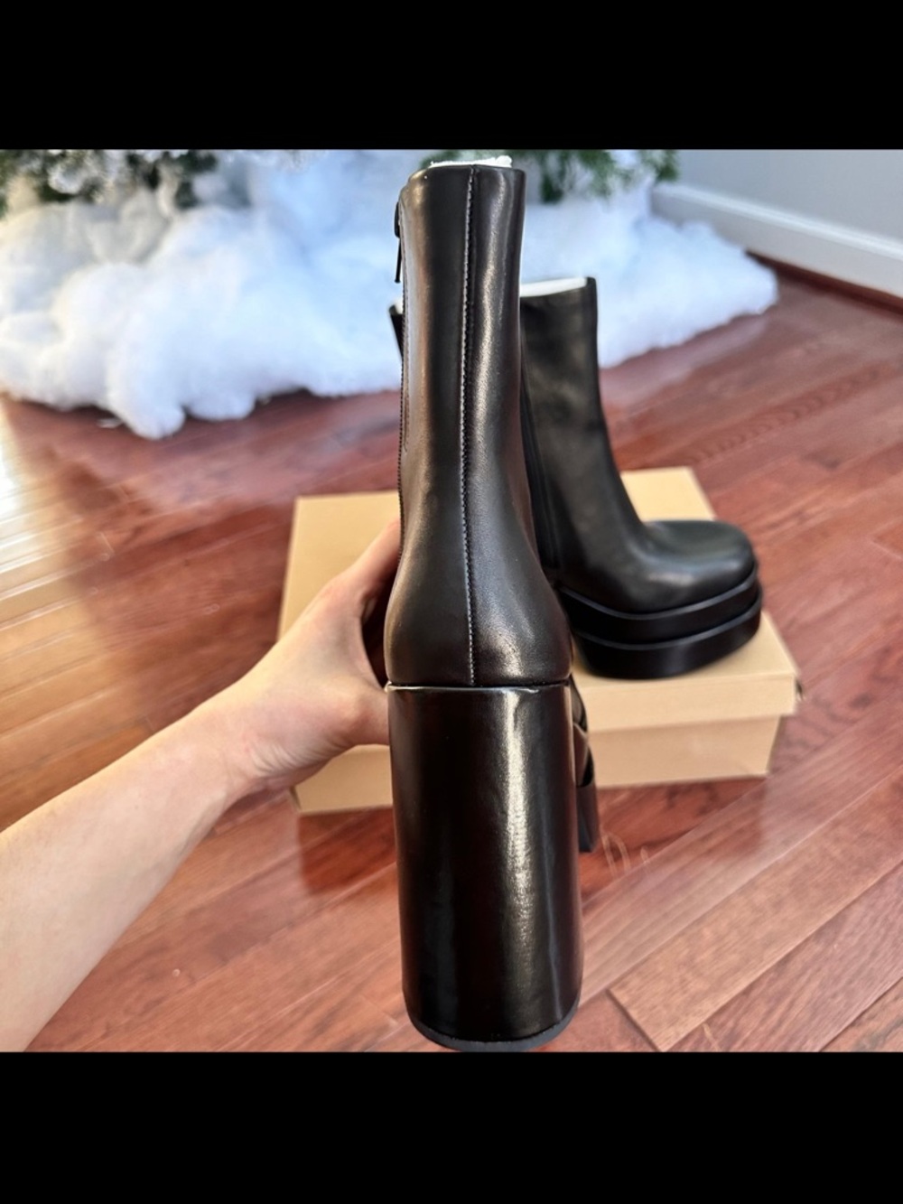 Steve‎ Madden Cobra Black Double Platform Block Heel Ankle Boots New Woman’s 10 - Picture 7 of 12